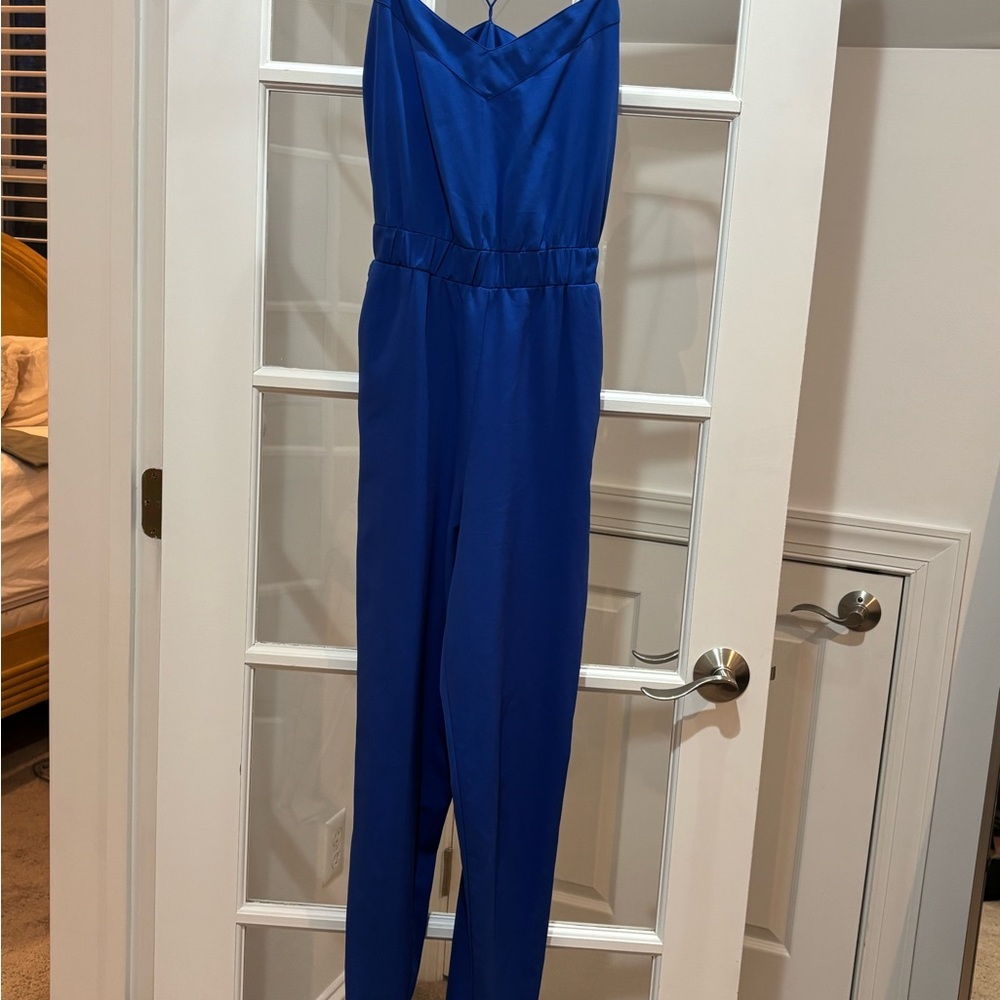 Blue cross back jumpsuit